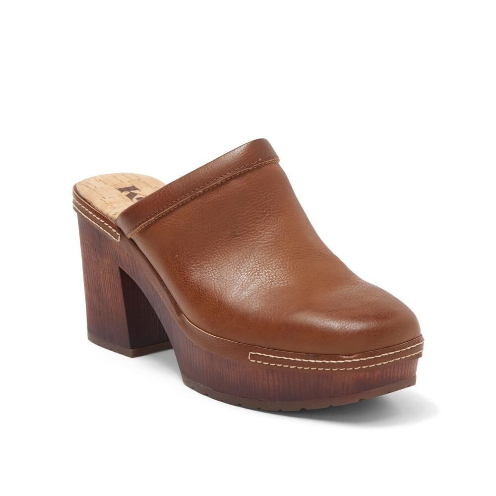 New Korks Lori Clog Mule in Tan/Brown Faux Leather Women's Size 11